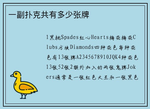 一副扑克共有多少张牌